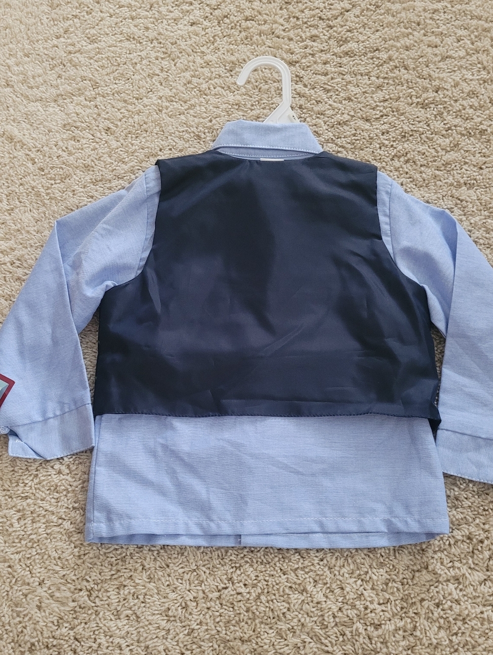 NWT Happy Fella Boys 4T Blue Dresshirt Navy Trex Dinosaur Vest & Tie - Picture 7 of 7